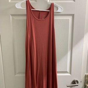 Coral cotton knee length tank-top dress